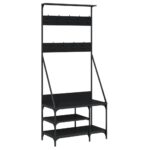 vidaXL Vešiak na šaty s botníkom čierny 80x40x184 cm – Obrázok 2