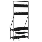 vidaXL Vešiak na šaty s botníkom čierny 80x40x184 cm – Obrázok 6