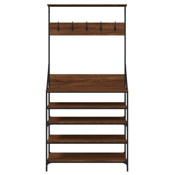 vidaXL Vešiak na šaty s botníkom hnedý dub 90x34x184 cm – Obrázok 4