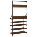 vidaXL Vešiak na šaty s botníkom hnedý dub 90x34x184 cm – Obrázok 6