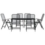 vidaXL 7-dielna záhradná jedálenská sada antracitová kovová sieťovina – Obrázok 2