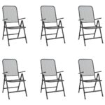 vidaXL 7-dielna záhradná jedálenská sada antracitová kovová sieťovina – Obrázok 3