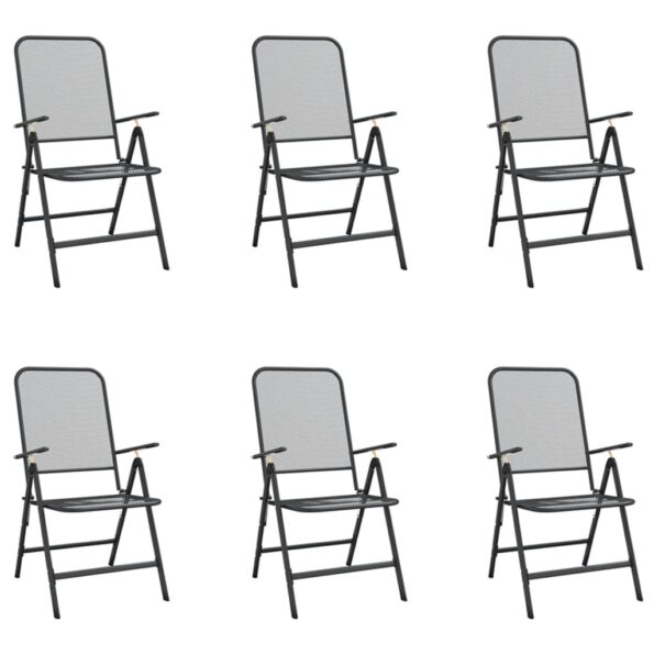 vidaXL 7-dielna záhradná jedálenská sada antracitová kovová sieťovina – Obrázok 3