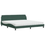 vidaXL Posteľ s matracom Dover tmavozelený 200x200 cm zamat – Obrázok 2