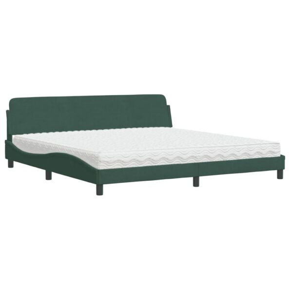 vidaXL Posteľ s matracom Dover tmavozelený 200x200 cm zamat – Obrázok 2