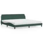 vidaXL Posteľ s matracom Dover tmavozelený 200x200 cm zamat