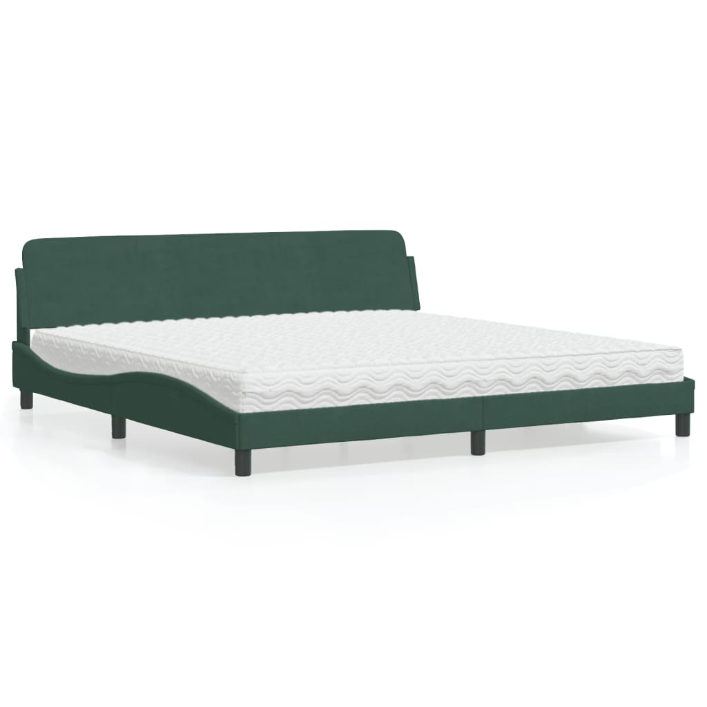 VXL8721012349575_m_en_hd_1.jpg vidaXL Posteľ s matracom Dover tmavozelený 200x200 cm zamat – Obrázok 1