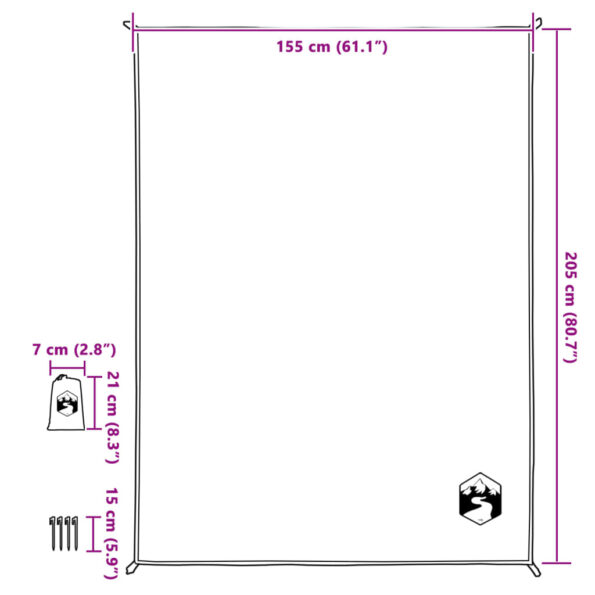 vidaXL Pikniková deka s kolíkmi sivá a oranžová 205x155 cm – Obrázok 6
