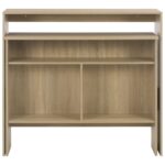vidaXL Barový stôl s 2 vrchnými doskami dubová farba 130x40x120 cm – Obrázok 4