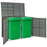 vidaXL Polyratanová ohrada na dva vonkajšie odpadkové koše antracitová 148x77x111 cm – Obrázok 2
