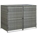 vidaXL Polyratanová ohrada na dva vonkajšie odpadkové koše antracitová 148x77x111 cm – Obrázok 4