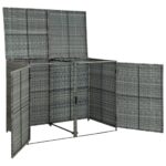 vidaXL Polyratanová ohrada na dva vonkajšie odpadkové koše antracitová 148x77x111 cm – Obrázok 6