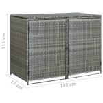 vidaXL Polyratanová ohrada na dva vonkajšie odpadkové koše antracitová 148x77x111 cm – Obrázok 9