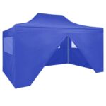 vidaXL Profesionálny skladací párty stan+4 steny 3x4 m, oceľ, modrý