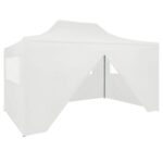vidaXL Profesionálny skladací párty stan+4 steny 280x410x315 cm, oceľ, biely