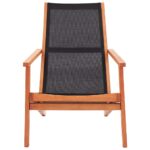 vidaXL Záhradné kreslo čierne eukalyptový masív a textilén – Obrázok 2