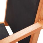 vidaXL Záhradné kreslo čierne eukalyptový masív a textilén – Obrázok 5