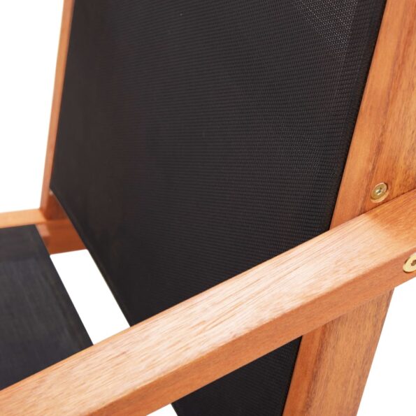 vidaXL Záhradné kreslo čierne eukalyptový masív a textilén – Obrázok 5