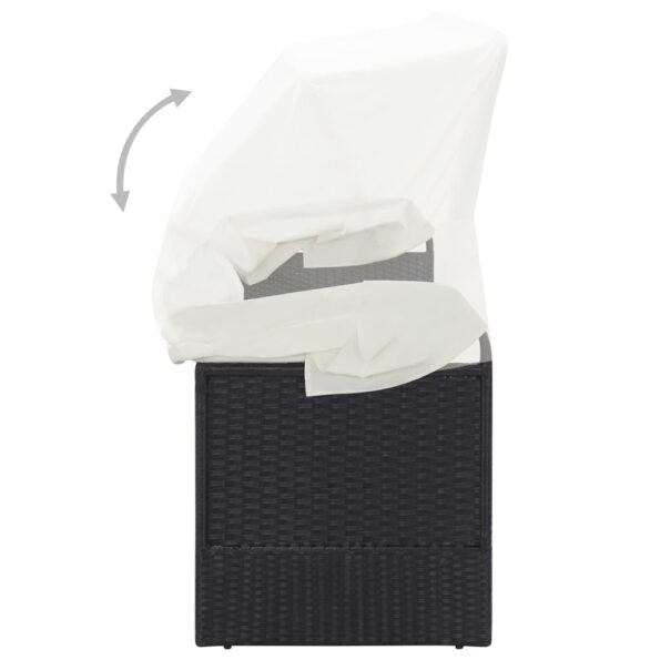 vidaXL Záhradná pohovka so strieškou čierna polyratanová – Obrázok 6