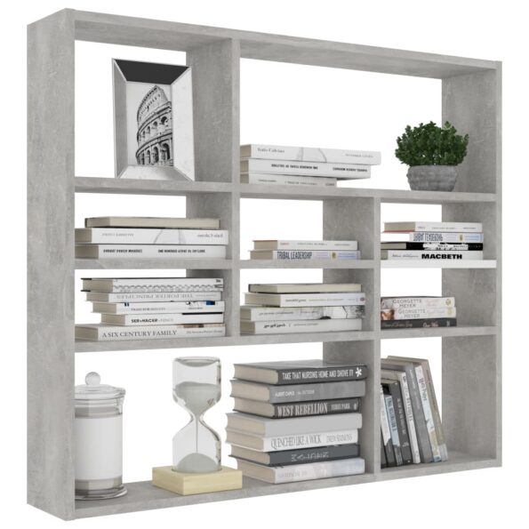 vidaXL Nástenná polica, betónovo sivá 90x16x78 cm, kompozitné drevo – Obrázok 3