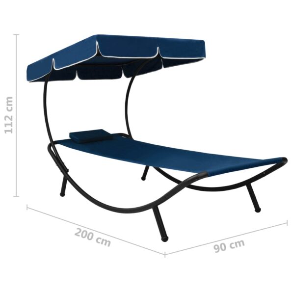 vidaXL Záhradná posteľ s baldachýnom a vankúšom, modrá – Obrázok 7