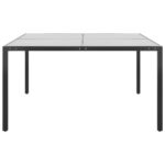 vidaXL Záhradný jedálenský stôl antracitový 130x130x72 cm oceľ a sklo – Obrázok 2