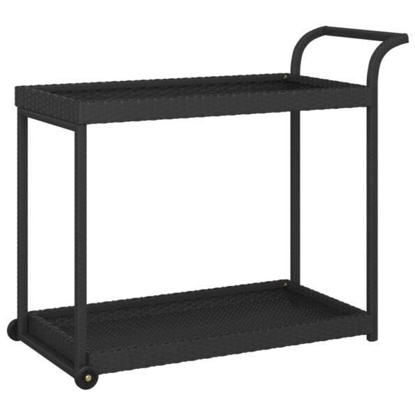 vidaXL Barový vozík čierny 100x45x83 cm polyratan – Obrázok 2