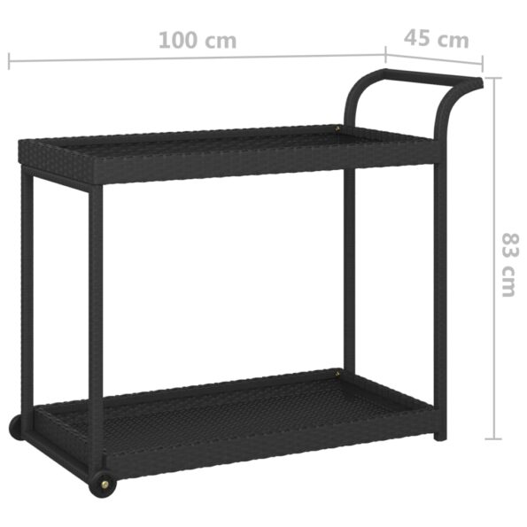 vidaXL Barový vozík čierny 100x45x83 cm polyratan – Obrázok 6
