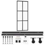 vidaXL Posuvné dvere s kovaním ESG sklo a hliník 76x205 cm – Obrázok 2