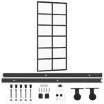 vidaXL Posuvné dvere s kovaním ESG sklo a hliník 90x205 cm – Obrázok 2