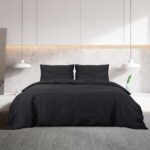 vidaXL Súprava obliečok na paplón čierna 155x200 cm bavlna – Obrázok 3