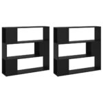 vidaXL Knižnica/deliaca stena čierna 100x24x188 cm – Obrázok 7