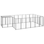 vidaXL Koterec pre psy čierny 8,47 m² oceľ