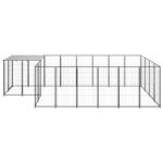 vidaXL Koterec pre psy čierny 8,47 m² oceľ – Obrázok 2