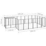 vidaXL Koterec pre psy čierny 8,47 m² oceľ – Obrázok 6