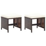 vidaXL 4-dielna záhradná súprava stoličky s podnožkou polyratan hnedá – Obrázok 7