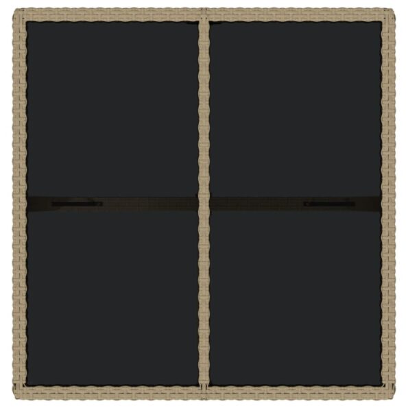 vidaXL Záhradný stôl béžový 109x107x74 cm polyratan a sklo – Obrázok 5