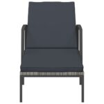 vidaXL Záhradné ležadlo s podložkou polyratan sivé – Obrázok 3