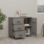 vidaXL Komoda HAMAR, svetlosivá 90x40x80 cm, borovicový masív – Obrázok 4