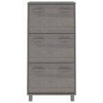 vidaXL Skrinka na topánky HAMAR, svetlosivá 59,5x35x117 cm, borovica – Obrázok 5