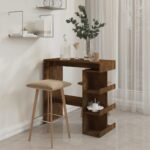 vidaXL Barový stôl+regál, tmavý dub 100x50x101,5 cm, kompozitné drevo – Obrázok 3