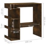 vidaXL Barový stôl+regál, tmavý dub 100x50x101,5 cm, kompozitné drevo – Obrázok 7