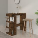 vidaXL Barový stôl+regál, tmavý dub 100x50x101,5 cm, kompozitné drevo