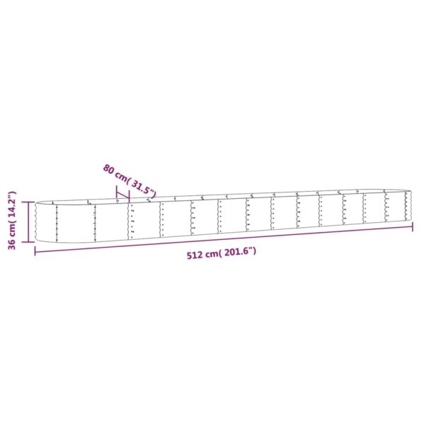 VXL8720286856413_g_en_hd_4.jpg vidaXL Vyvýšený záhradný záhon práškovaná oceľ 512x80x36 cm zelený – Obrázok 6