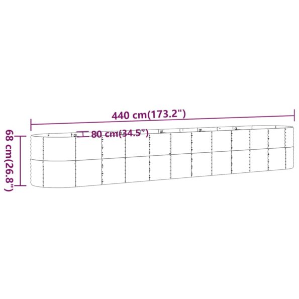 VXL8720286856734_g_en_hd_4.jpg vidaXL Vyvýšený záhradný záhon práškovaná oceľ 440x80x68 cm hnedý – Obrázok 6