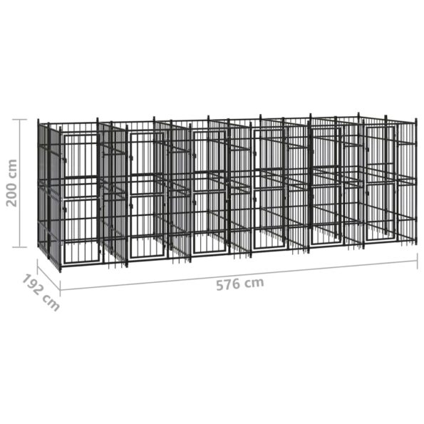 VXL8720286871201_g_en_hd_6.jpg vidaXL Vonkajší koterec pre psov oceľový 11,06 m² – Obrázok 7