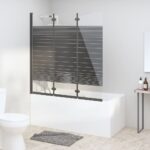 vidaXL Skladací sprchový kút 3 panely 130x130 cm ESG čierny