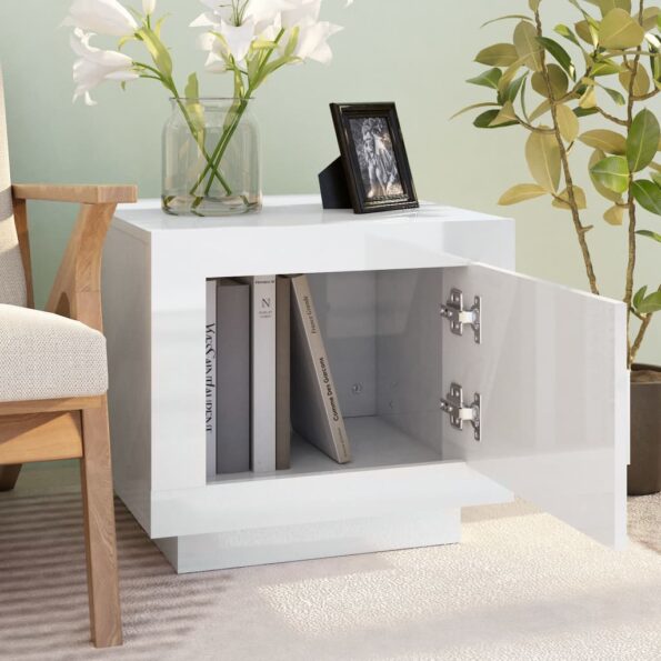 vidaXL Konferenčný stolík lesklý biely 51x50x45 cm spracované drevo – Obrázok 7