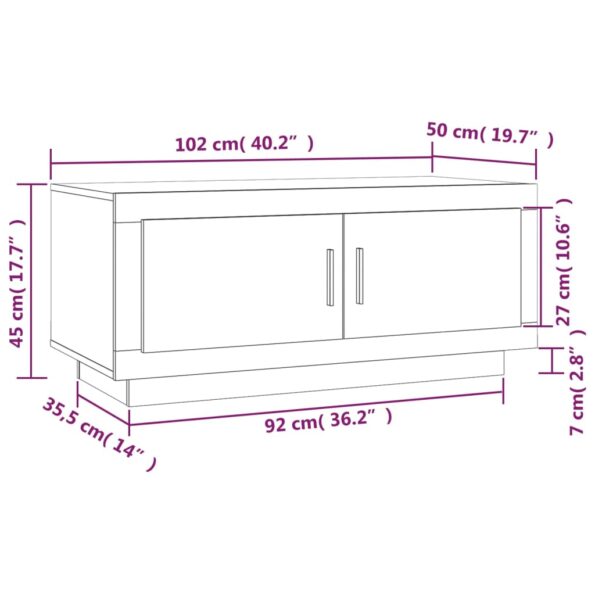 vidaXL Konferenčný stolík hnedý dub 102x50x45 cm spracované drevo – Obrázok 8