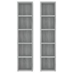 vidaXL CD skrinky 2 ks sivý dub sonoma 21x16x93,5 cm spracované drevo – Obrázok 4